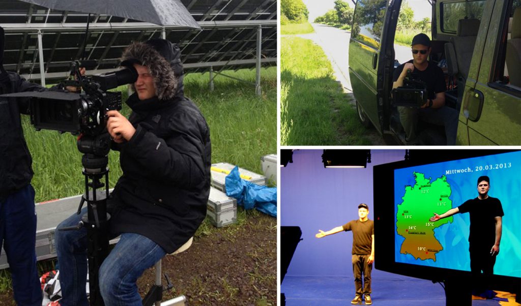 Björn arbeitet während der Ausbildung zum Mediengestalter Bild und Ton an Kamera- und Studioaufnahmen