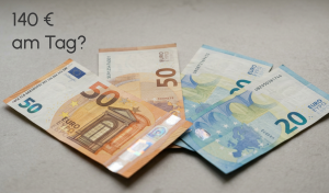 Set Runner Gehalt Beispiel mit 140 Euro pro Tag dargestellt durch Euro-Scheine